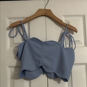 Cider Light Blue Strappy Crop Top